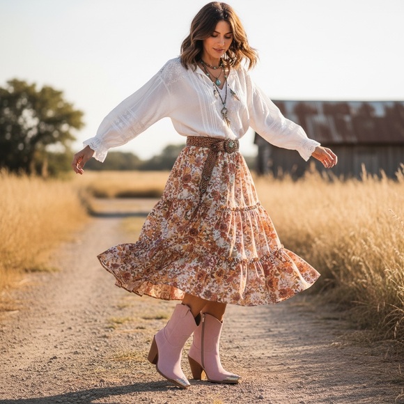 Hoan Tiai Lilac Engraved Metal Toe Cowboy Ankle Boots Block Heel Size 7 New - Picture 5 of 12
